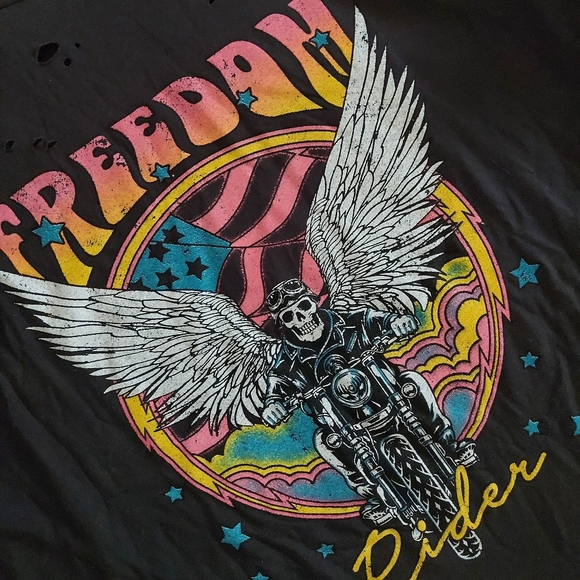 Freedom Rider Distressed Graphic Tee Plus in Black - Picture 3 of 5